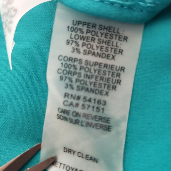Calvin Klein Blouse Turquoise Black White 3/4 Sleeve - Picture 10 of 13